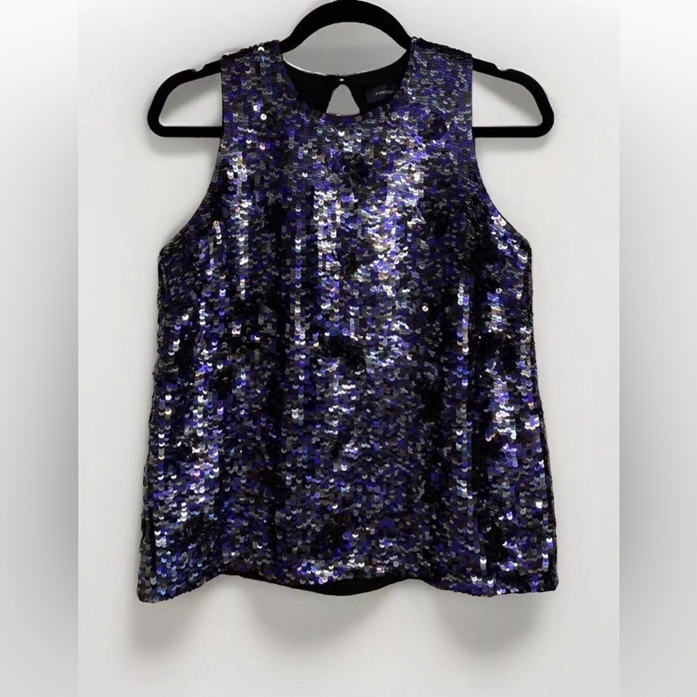 NWT FRENCH CONNECTION Sequin Flowerette Sleeveless Top Tank Party Size 6